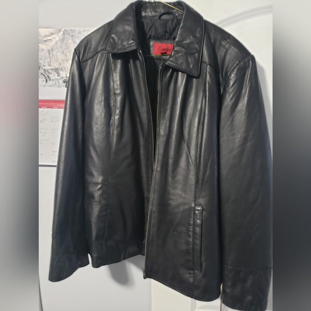 Leather jacket with zipper- 1X